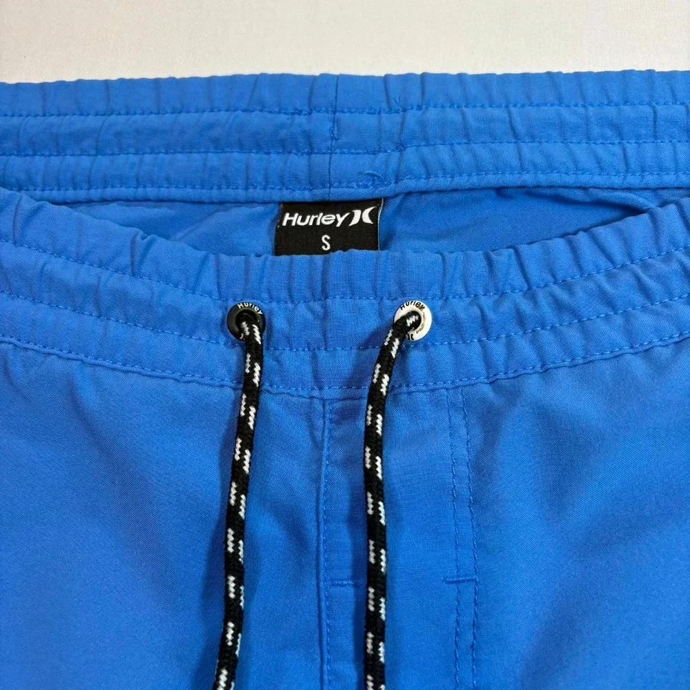 Hurley Mens Small S Blue Elastic Waist Swim Trunks Board Shorts Pocket Beach